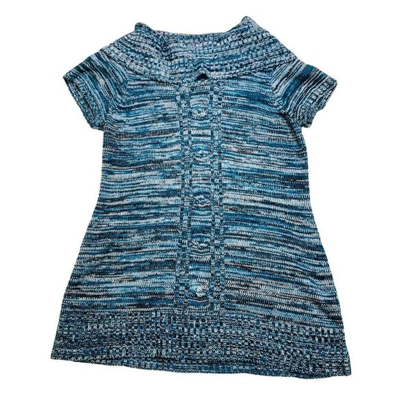 10/$25🦋 NY Collection Blue Short Sleeve Cowl Neck Sweater - Size Large - Picture 6 of 11